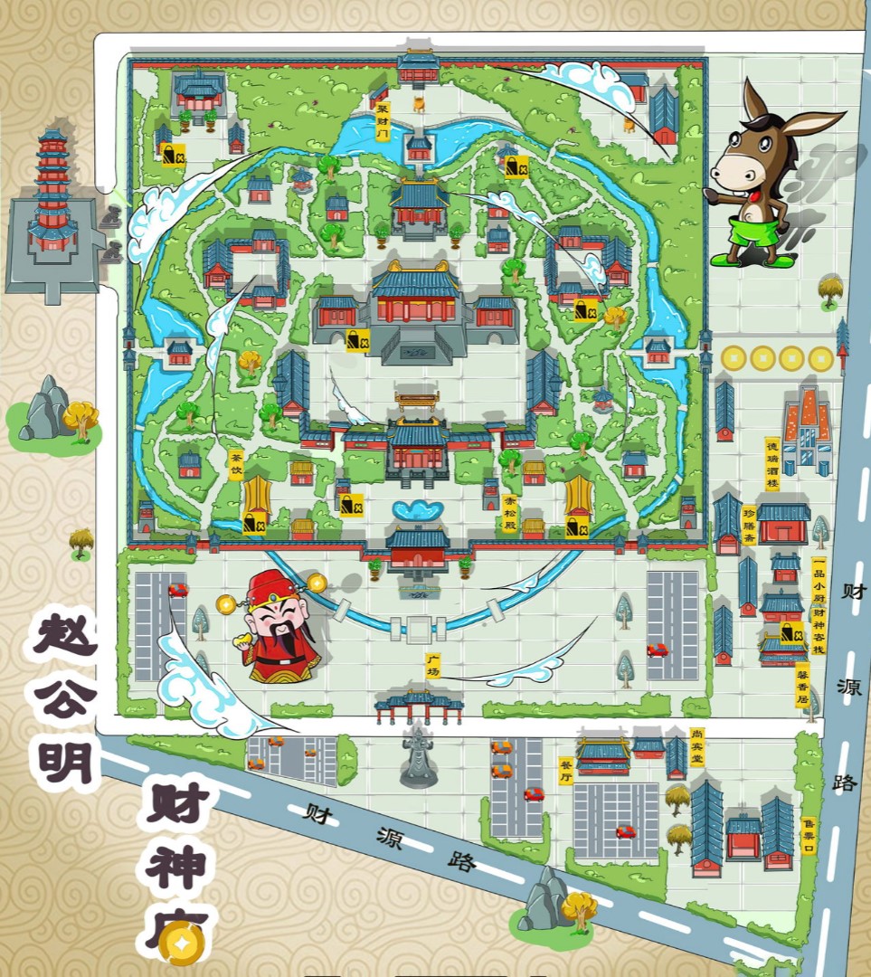 彭水寺庙类手绘地图